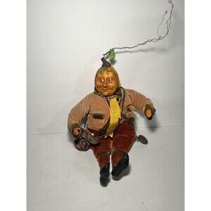 Vtg Whimsical Winward Pumpkin Head Fall Halloween Steampunk Sitter Decor Figure